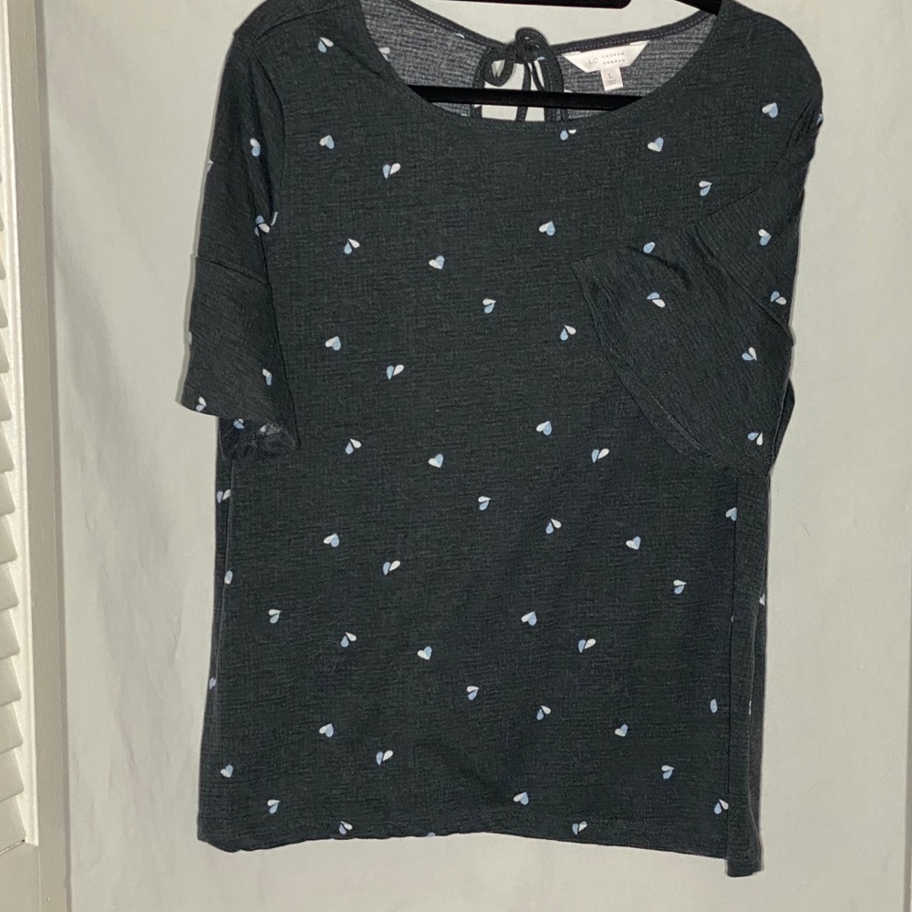 Blue top with small hearts